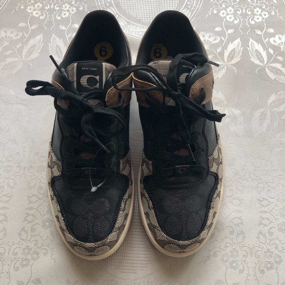 COACH C 201 Signature Monogram Coated Canvas Brown Sneakers Men’s Size 9 NWB - Picture 3 of 16